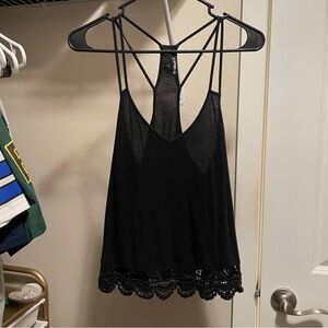 Express Black Lace Trim Strappy Top